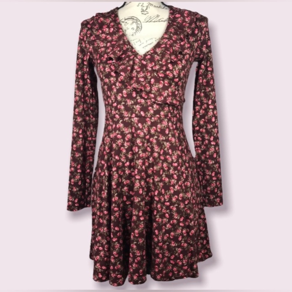 Forever 21, Long Sleeve Floral Dress with Ruffle Bust